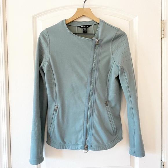 ATHLETA Moto Full Zip Sweatshirt Fleece Lined Athletic - Picture 6 of 15